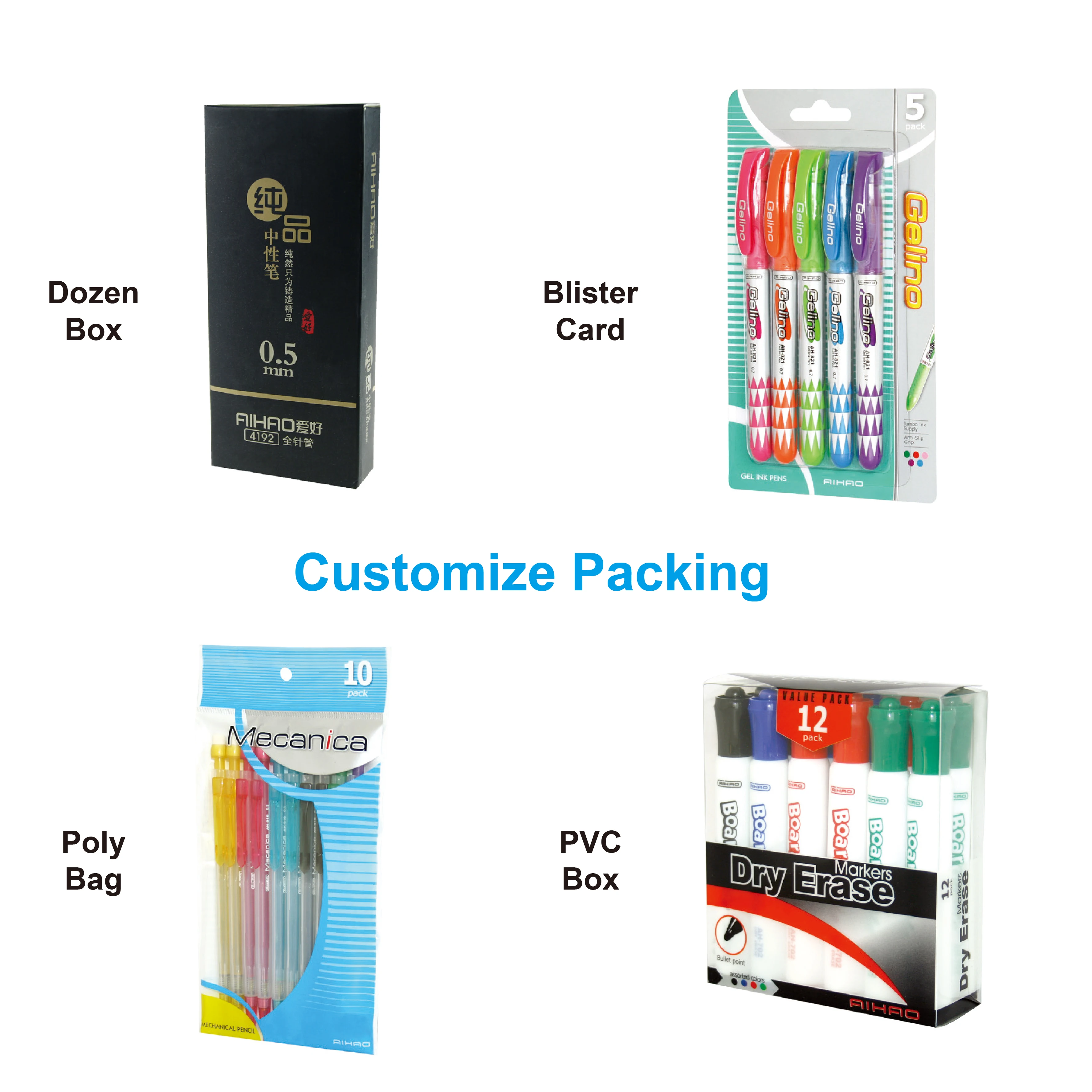 Aihao Factory Direct Sales School Office Stationery Supplies 5 pcs Gel Pen Kawaii