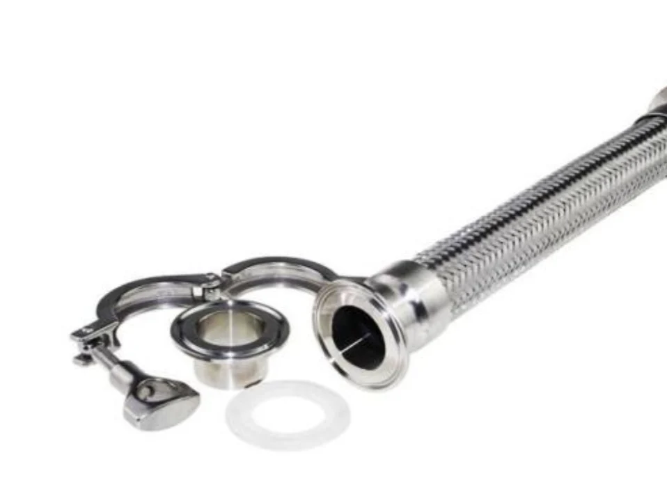 factory price tri clamp ferrule fitting flexible pipe  SS304 hydraulic flexible metal hose pipe