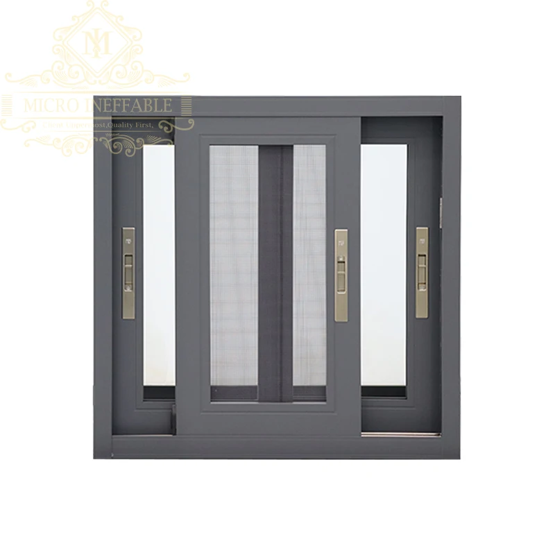 Best Price Aluminum Profile Sliding Windows 3 Tracks Sliding Windows Residential With Fly Net