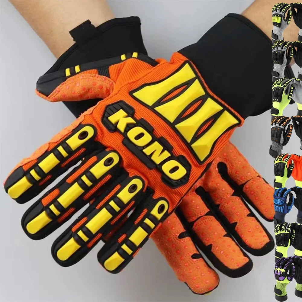 Wholesale customized construction high dexterity tpr anti impact mechanic heavy duty safety protective labor work gloves