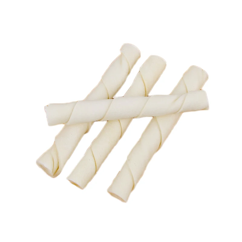 Real nature pet food dog chews bleached leather roll 10inch molar stick dog snack
