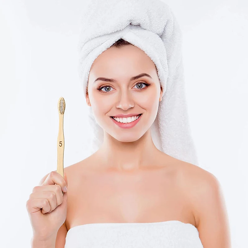 Wholesale Custom Logo Biodegradable Recyclable Natural Wood Toothbrushes Adult Bristle Bamboo Toothbrush