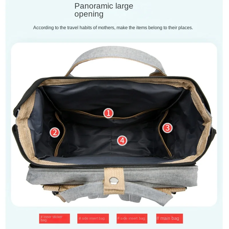 Large Capacity Baby Diaper Bag  Foldable Multi-function Mummy Backpack Diaper Bags With Changing station For Mom