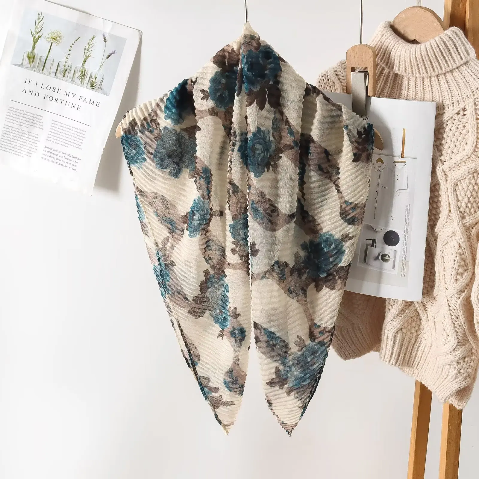 New Arrival Voile Cotton Scarf Lace Voile Printed Cotton Voile Scarf Manufacturer Square Cotton Pleated Scarf