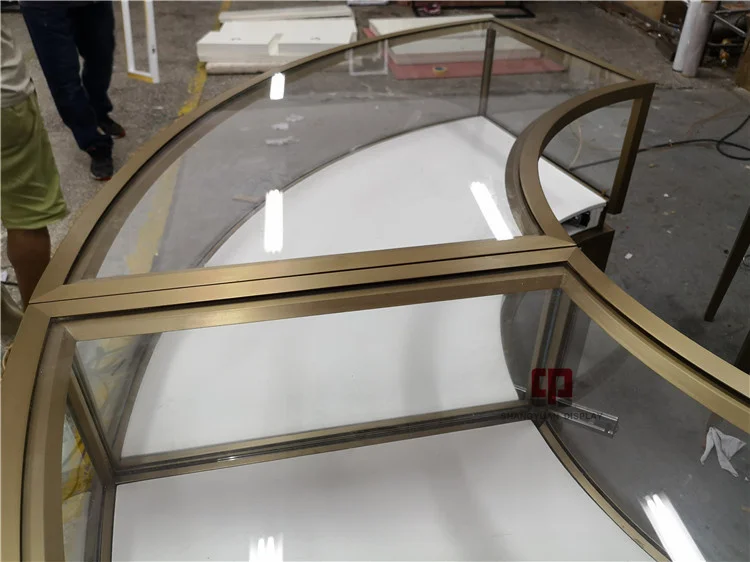 Pearl Shop Display Furniture 2.4 Meters In Diameter Round Jewelry Display Cabinet High-End Jewelry Display Glass Showcase