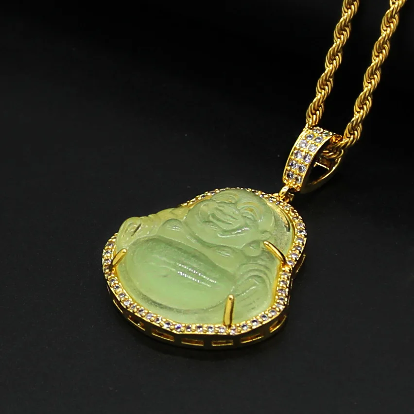  Latest new micro pave cz glow-in-the-dark buddha