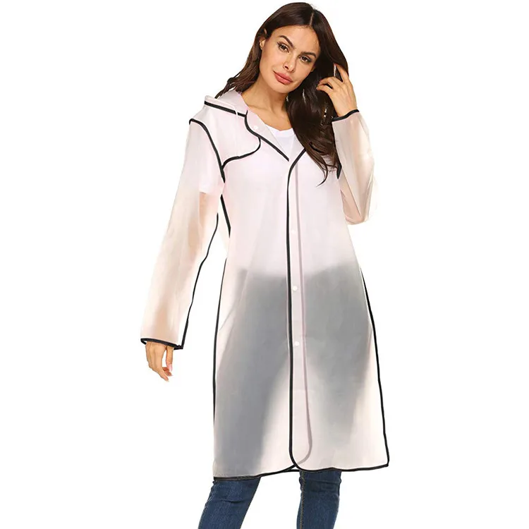 
Clear EVA Fashion Girl Trench Hood Transparent Rain Coat 