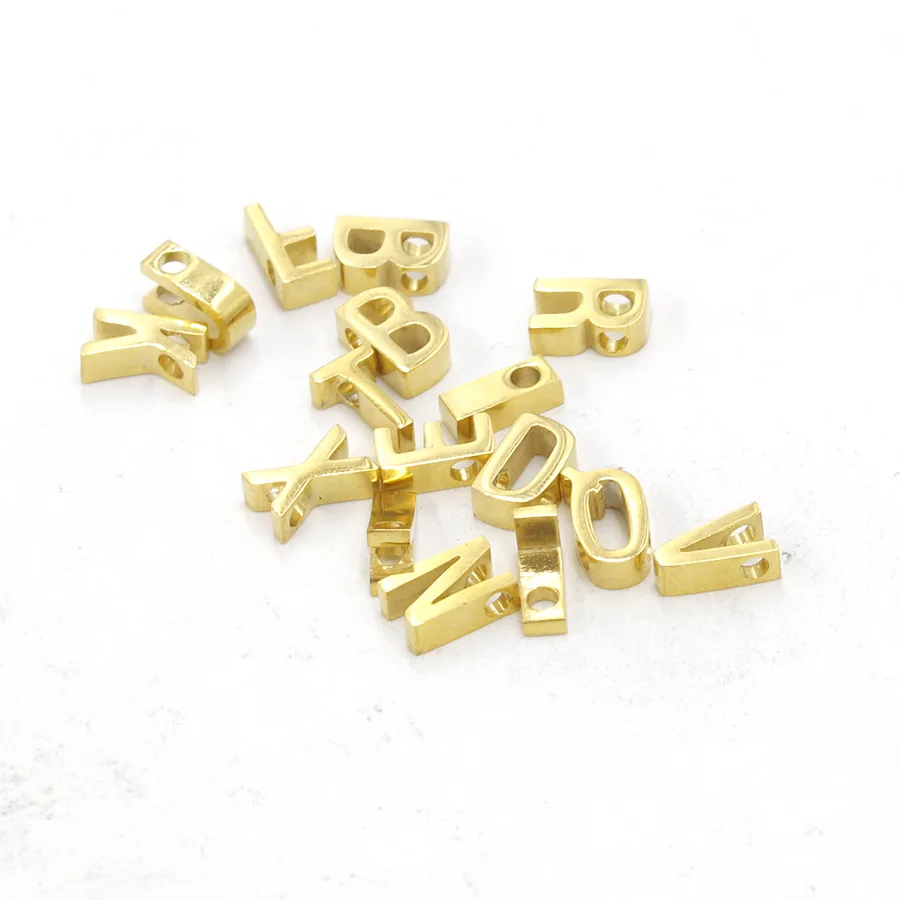 
Design Stainless Steel Mirror Fine Polished Golden Letters Small Beads With 26 English Letters For Pendant 
