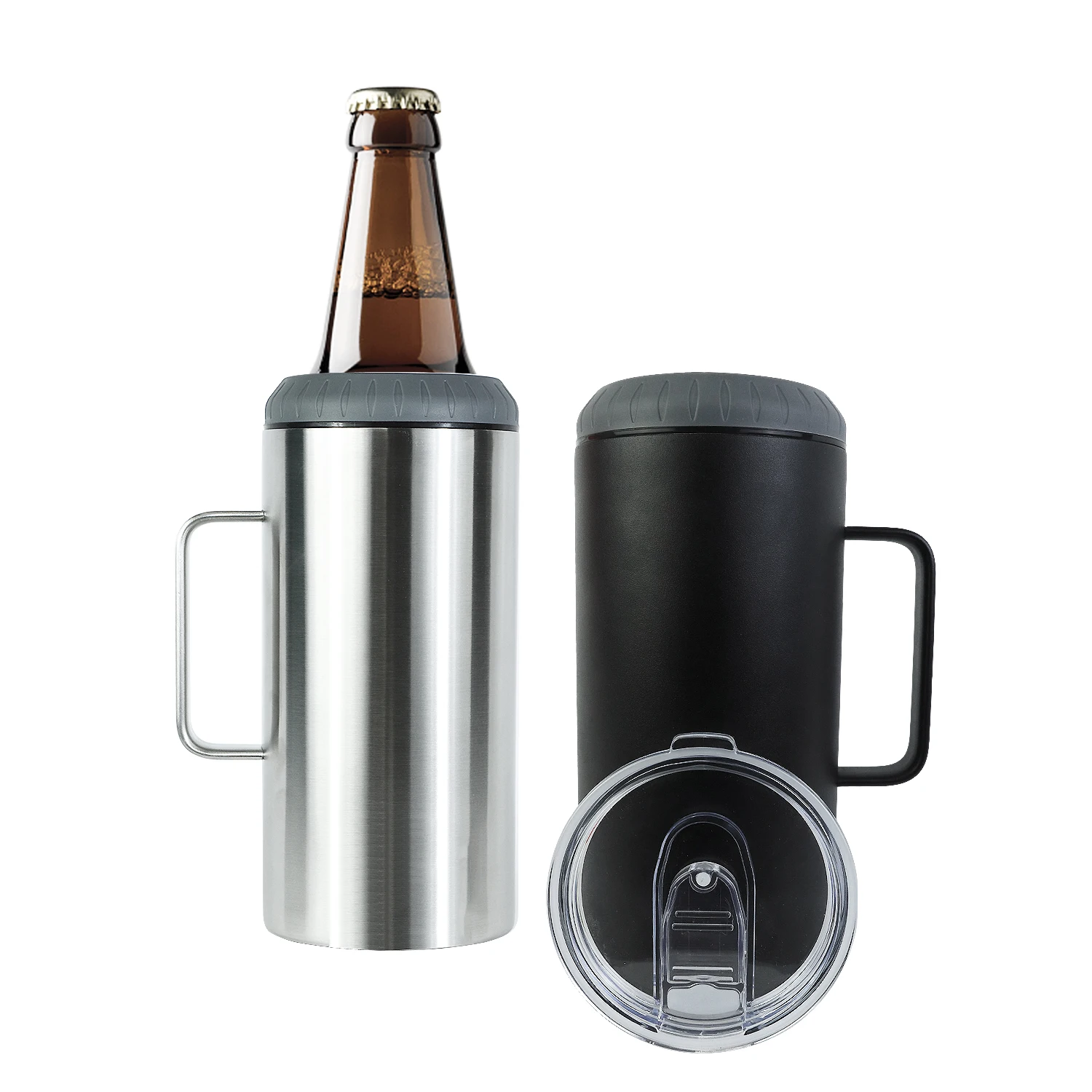 
2021 New Arrival 40oz Vacuum Insulated Stainless Steel Beer Cooler Holder Master Holder Portable Bottle Insulator With Drink Lid 