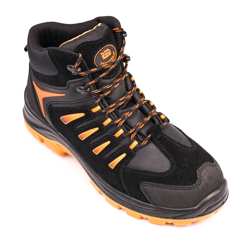 China oil and gas resistant leather rubber steel toe cap safety work boots for lobar