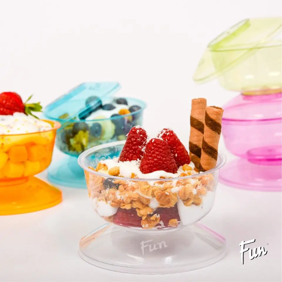 Al Bayader plastic Dessert Cup for serving Dessert, Fruits & Mini Appetizer transparent