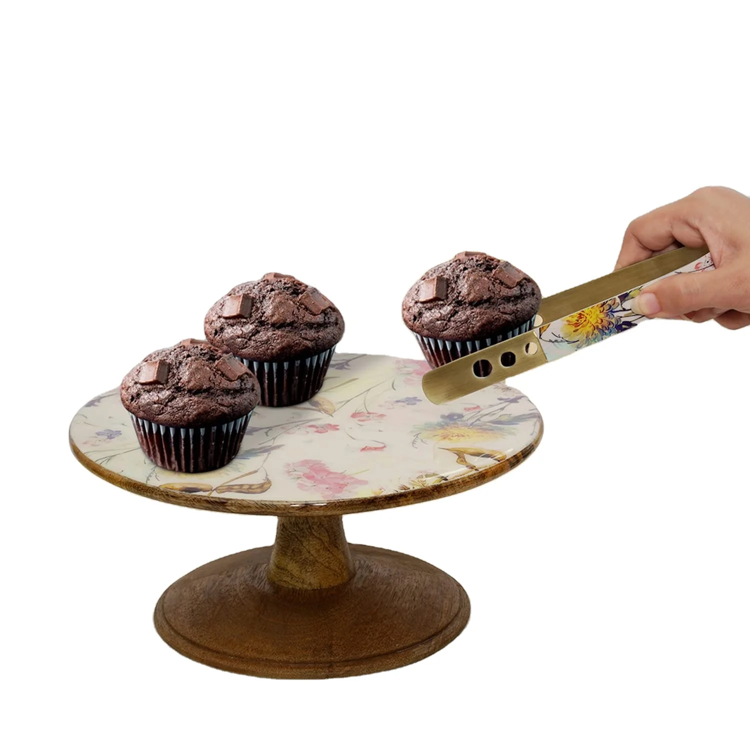 Luxury round Wooden Centerpiece Plate Natural Serving Tray for Wedding Decoration Insulated Cupcake and Dessert Holder