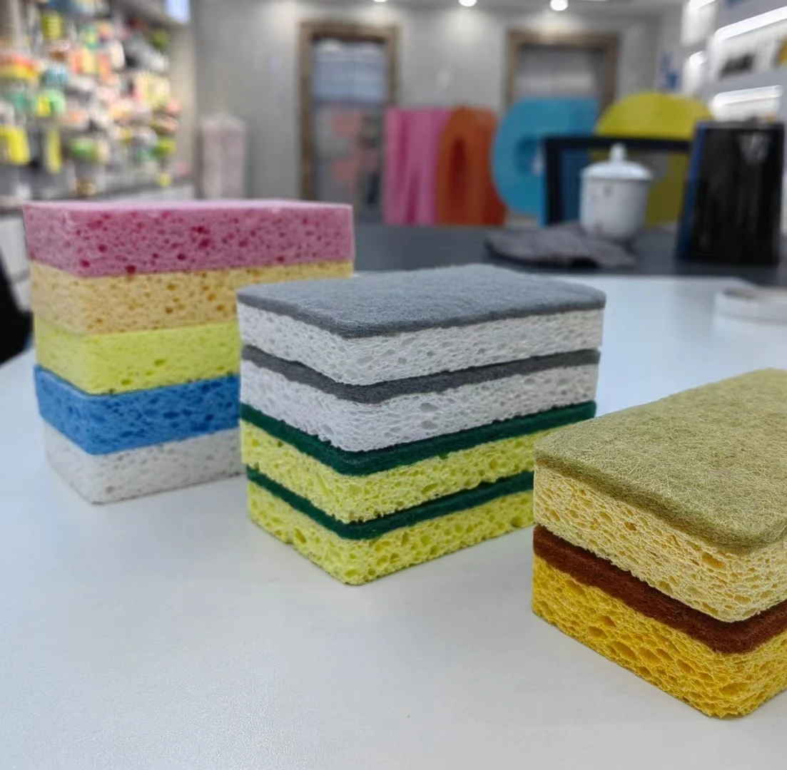 Regenerated cellulose fiber sponge for kitchen cleaning, biodegradable sponge, easy to clean without damaging the pot