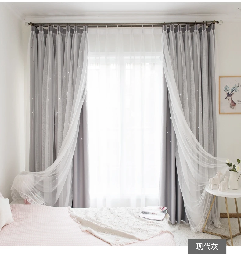 Factory supply 100% polyester blackout art continuous lace window curtains for living room