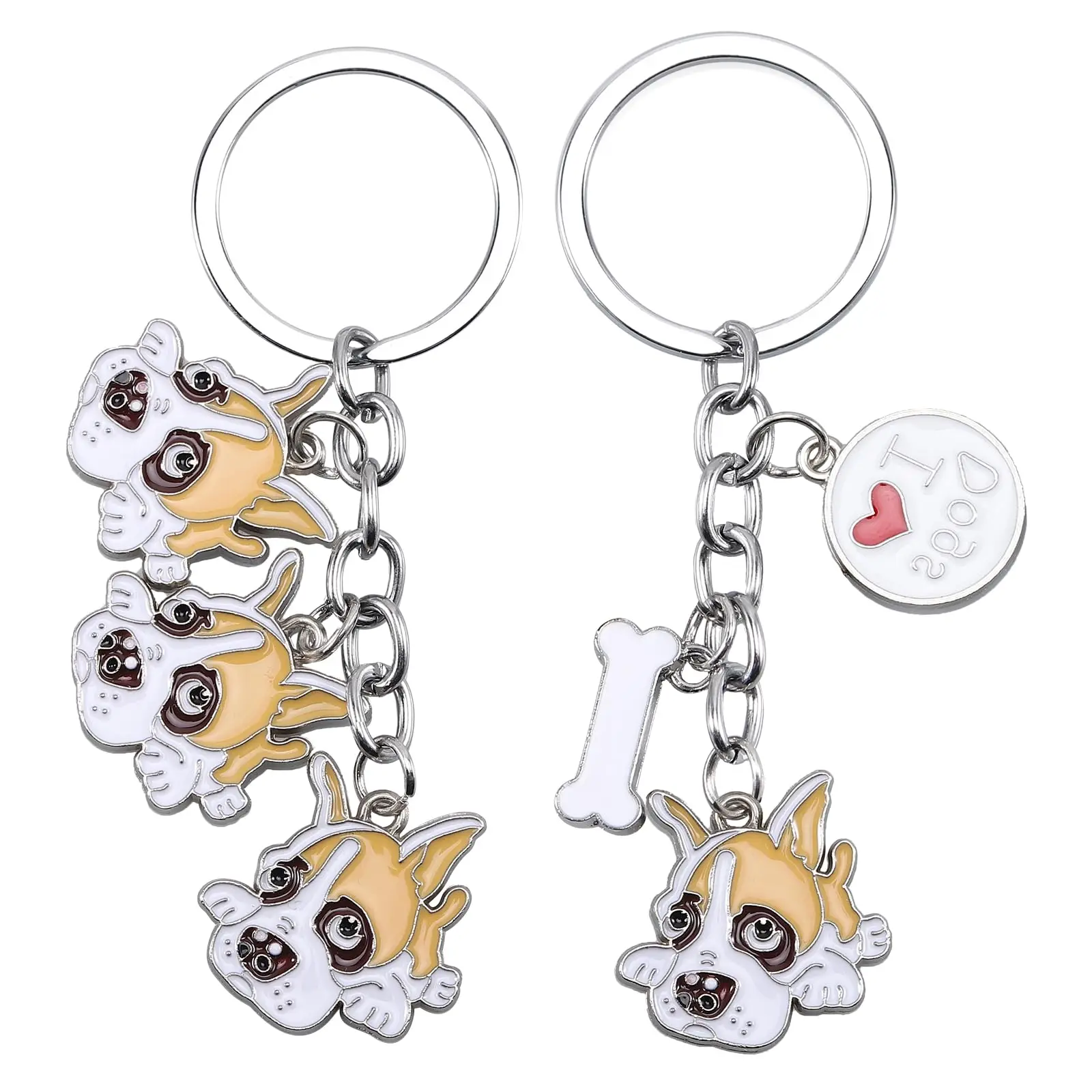 High quality Animal Key Chain custom 3D dog shaped soft enamel metal keychains