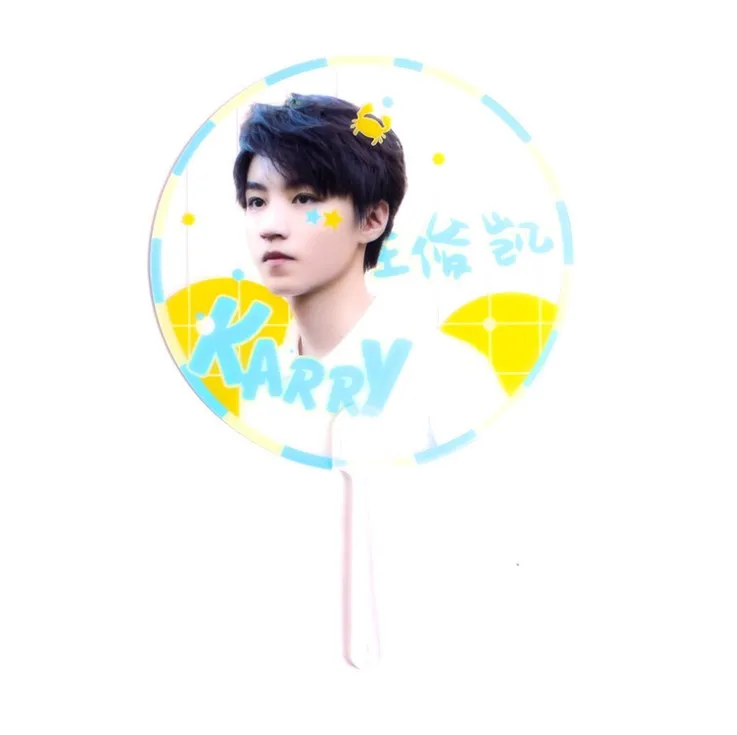 
wholesale cheap excellent custom print logo beautiful transparent gift cartoon circle pvc star hand advertisement fan 