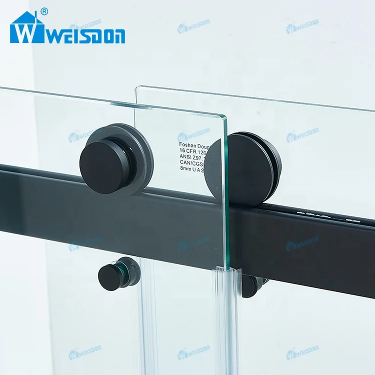 Factory Direct Bathroom Stainless Steel Tempered Glass Frameless Double Sliding Shower Door