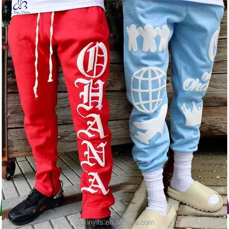 Custom Pant Stacked Pants Custom Letter Men Jogger Sweat Pants Graffiti Paint Splatter Elastic Men Sweatpants Puff Print