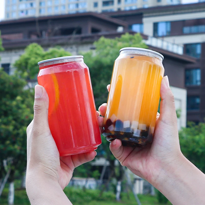 Wholesale 330ml plastic cans easy to open pull ring juice bottles can be customized logo plastic bottles