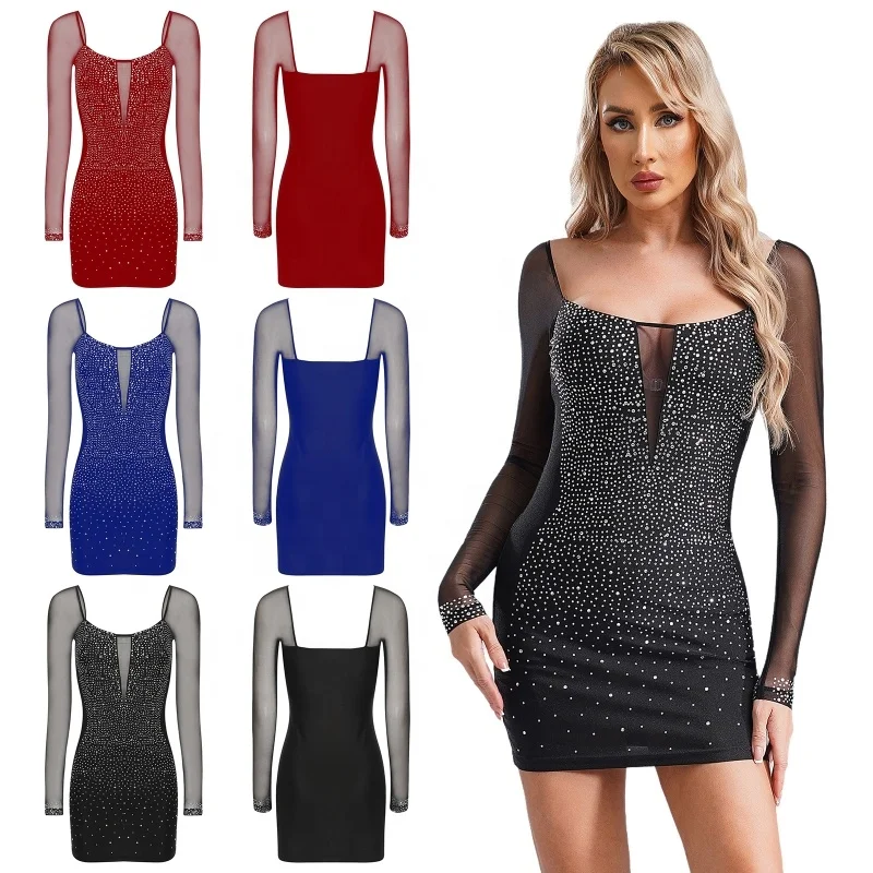 Long Sleeve Luxury Cheap Women Evening Elegant Sexy Modest Evening Party Woman Dress for Ladies Bodycon Mini Club Dresses