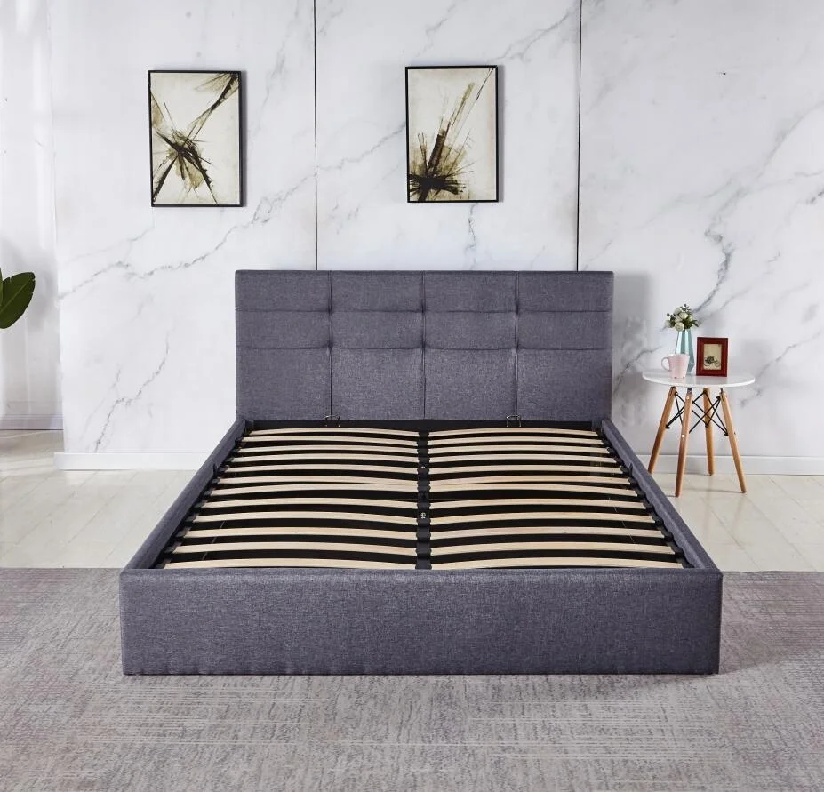 Modern Tufted Lift Up Storage Bed Queen Size Linen Upholstered Platform Beds  Queen Bed Frame with a Hydraulic Storage
