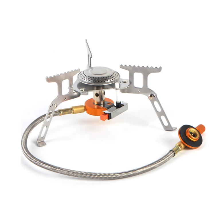 RTSJY-646 оптовая продажа, портативная складная ветрозащитная Туристическая газовая плита из нержавеющей стали