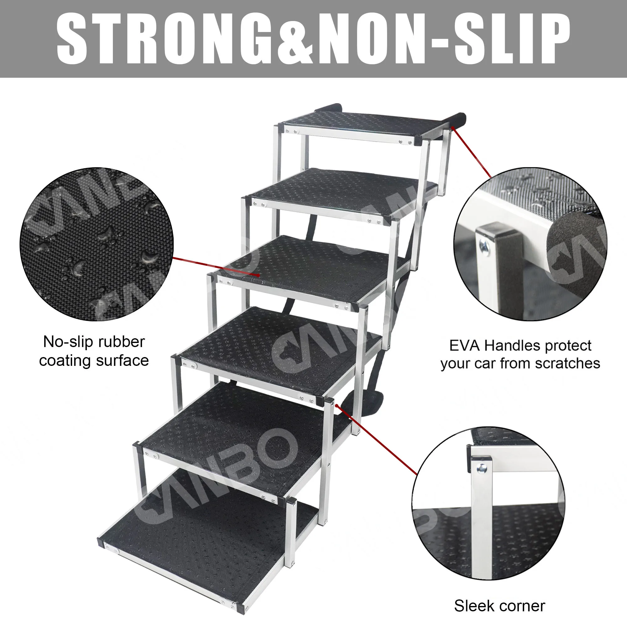 CANBO Pet Car Ladder for Large Dogs Portable Pet Stair Step with Grass Travel Dog Car Stairs