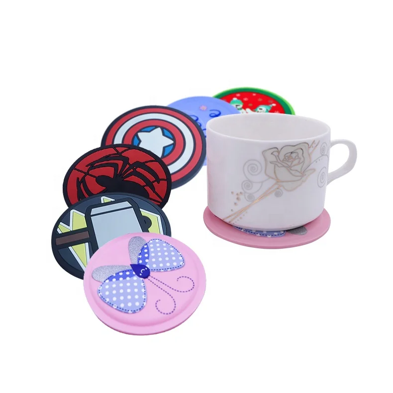Customized Pattern Printing Soft Coaster Fits Any Size Drinking Glasses Mat Round Silicone Coasters For Drinks