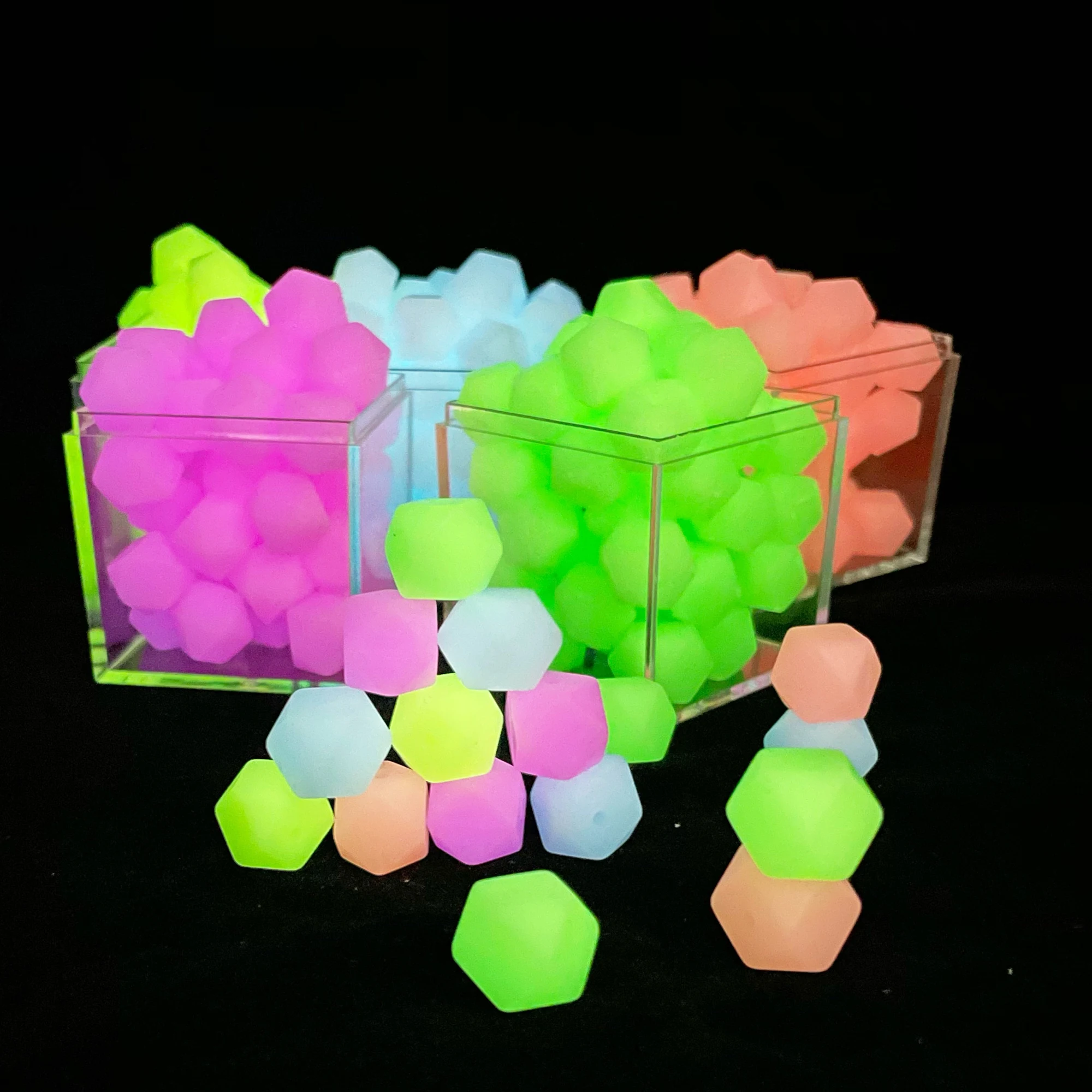 Food Grade Silicone Beads Teething Beads Bulk  DIY Necklace Customized Silicon Beads Glow In The Dark