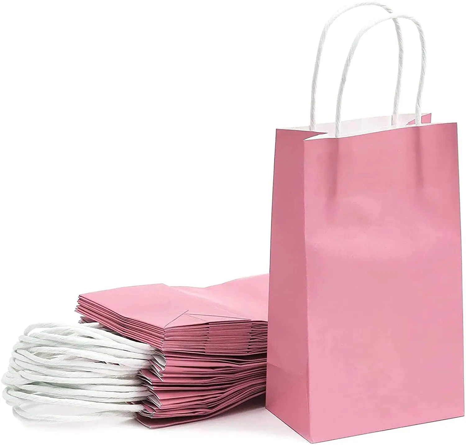 Ideal Choose High Quality Multi-purpose Lovely Pink Small Gift Paper Bag With Handles For Birthday Party Favors