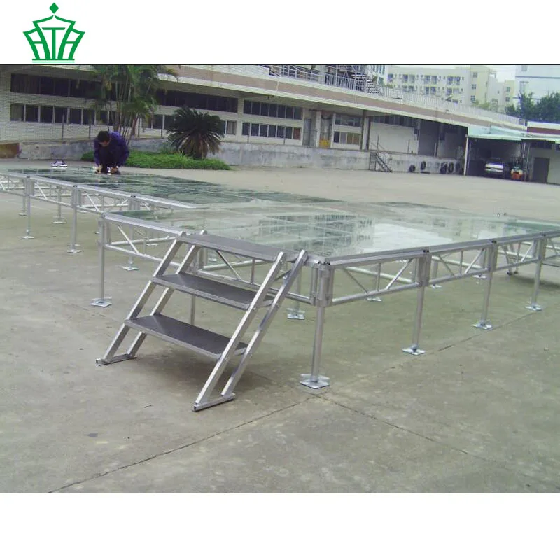  1.22x1.22M Mobile Aluminum Frame Plexiglass Stage Glass For Fashion