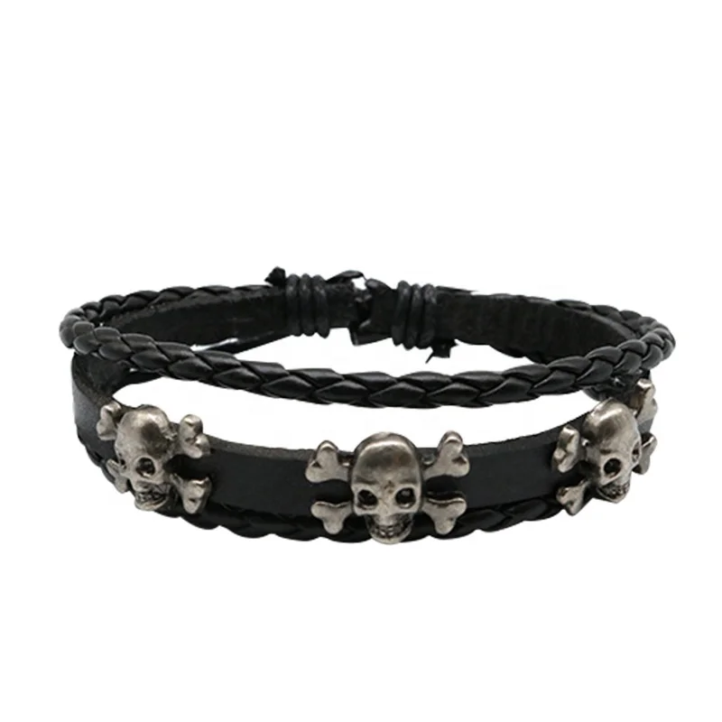 2020 SUZY Jewelry 8 styles Genuine Leather Fashion Blue Eye Bracelet Turkish Skull Feather Bracelets For Women Men