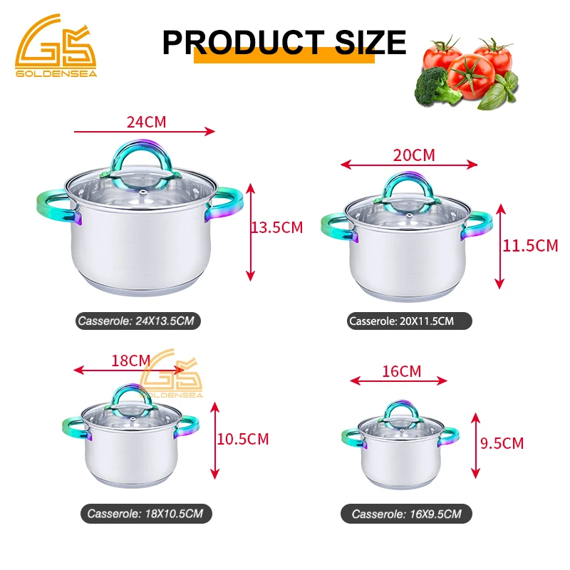 ustensiles de cuisines cast iron royal fast food hot kitchen glass stainless steel cooking pot cookware set