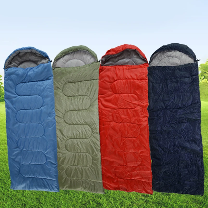 Dropshipping Adult Outdoor Camping Envelope Sleeping Bag With Hood Lightweight and Portable Tent Warm Sleeping Bag