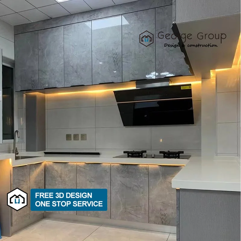 George custom high gloss complete kitchen furniture cupboards cabinet melamine modern designs kitchen cabinets