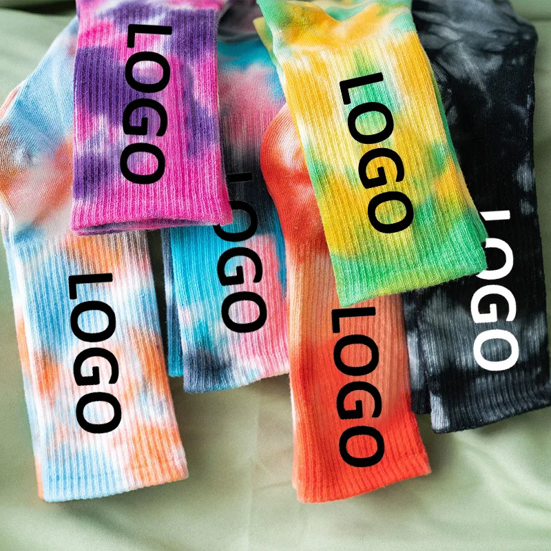 2022 Custom Hiphop Tie Dye logo Compression socks custom Street High Skin Huff Skate Fashion packaging happy socks