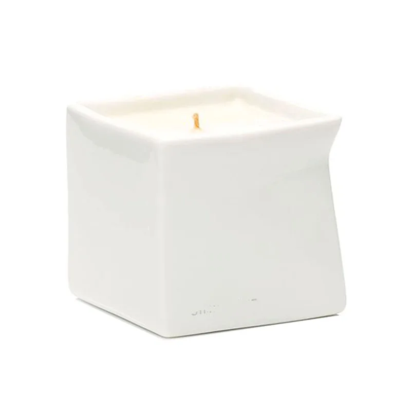 Белая керамическая квадратная Массажная банка для свечей с носиком фарфоровые контейнеры ручной работы оптом