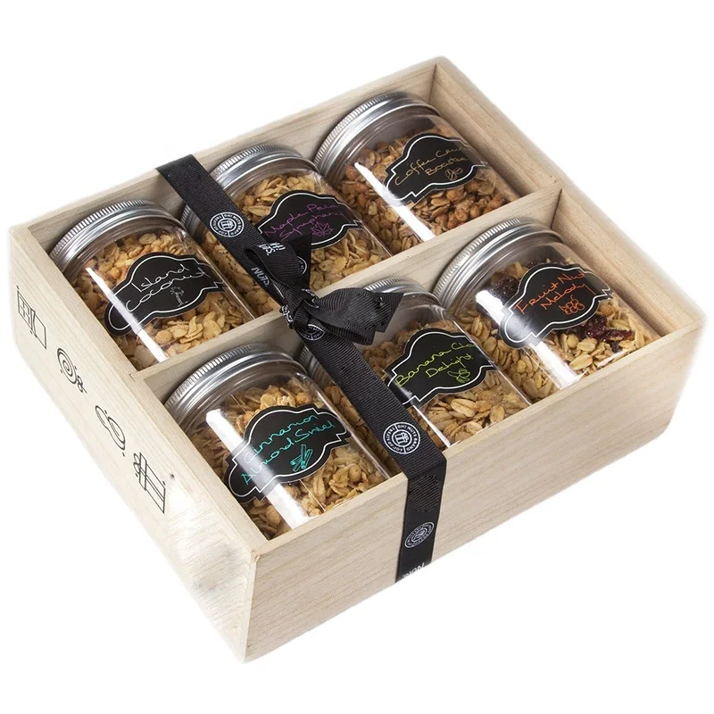 wholesale good price wooden food Dried fruit Candy Nuts packaging box Plastic Bottle Packaging Storage Display Boxes