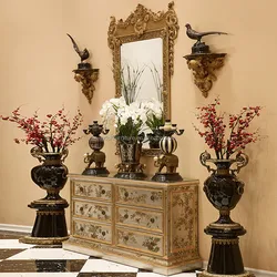 Art deco handcraft design painting console table 6 drawers antique furniture made of solid wood cabinet Chest Lockers