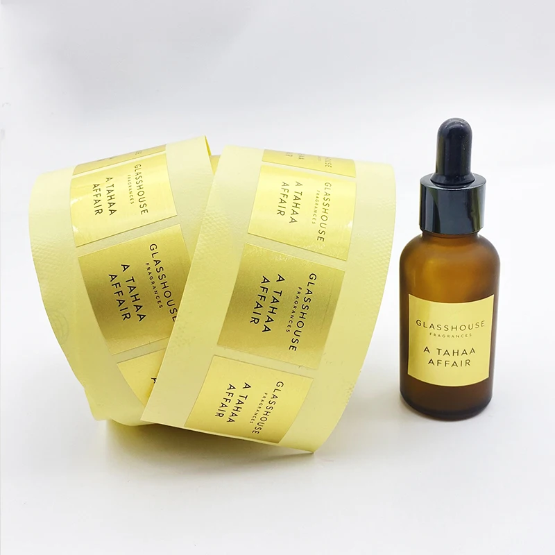 High Quality Peel And Stick Label Square Luxury Gold Foil Paper Packaging Label Custom Logo Stickers Roll For Glass Bottle