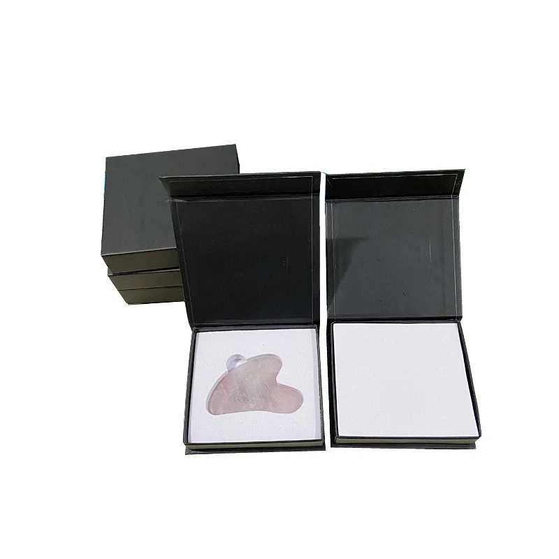 Custom Logo Magnetic Cardboard Natural Jade Roller Massage Rose Quartz Face Jade Roller Gua Sha Set Packaging Paper Box