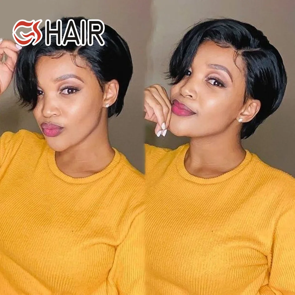 GS Drop Shipping 13x4 Lace Front Pixie Cut Wig Wholesale 100% Brazilian Short Wigs Human Hair Bob Wig For Black Women