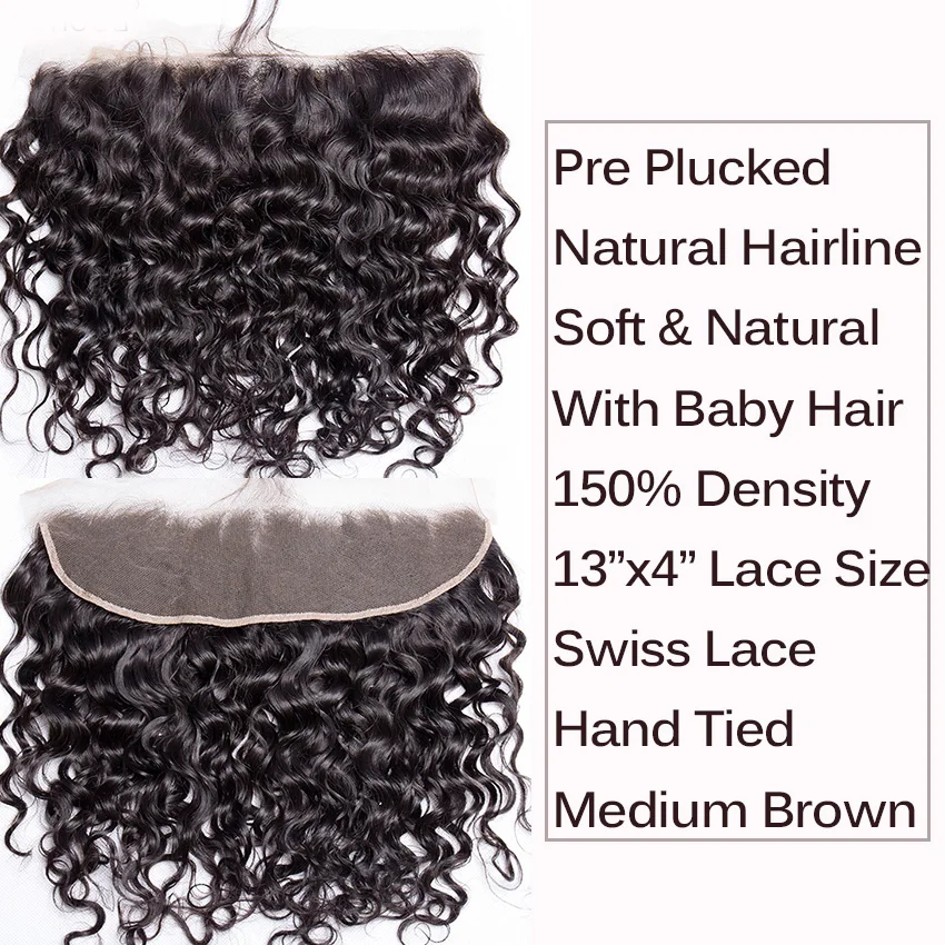 Lemoda 9-14A Grade Raw India Cuticle Aligned Virgin Mink Brazilian Remy Hair Weave Water Wave Human Hair Bundles With Closure