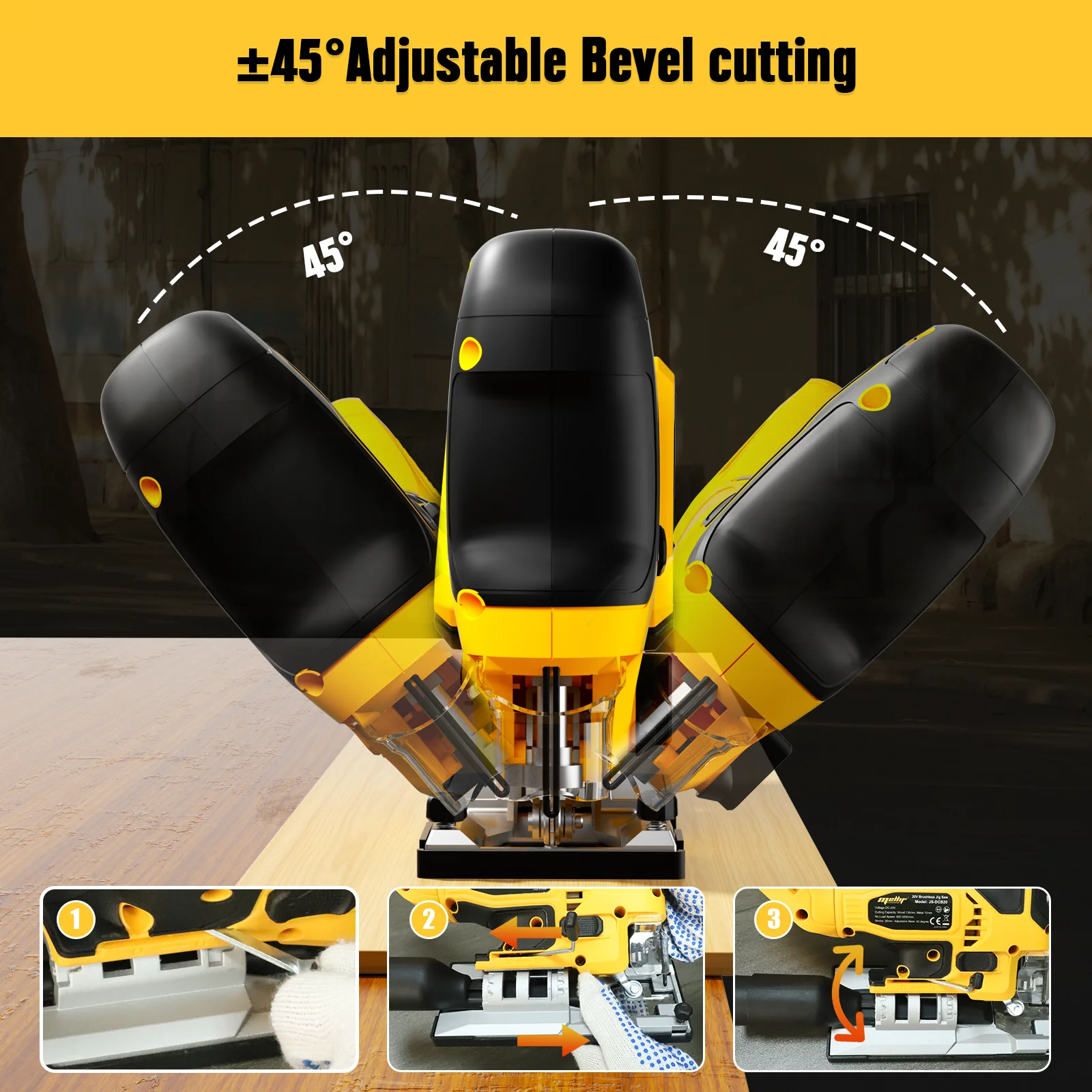 Mellif Cordless Jig Saw for Dewalt 20V MAX Battery(bare tool) Brushless, 6 Speed, Bevel Angle and 4 Orbital Settings,  LED Light