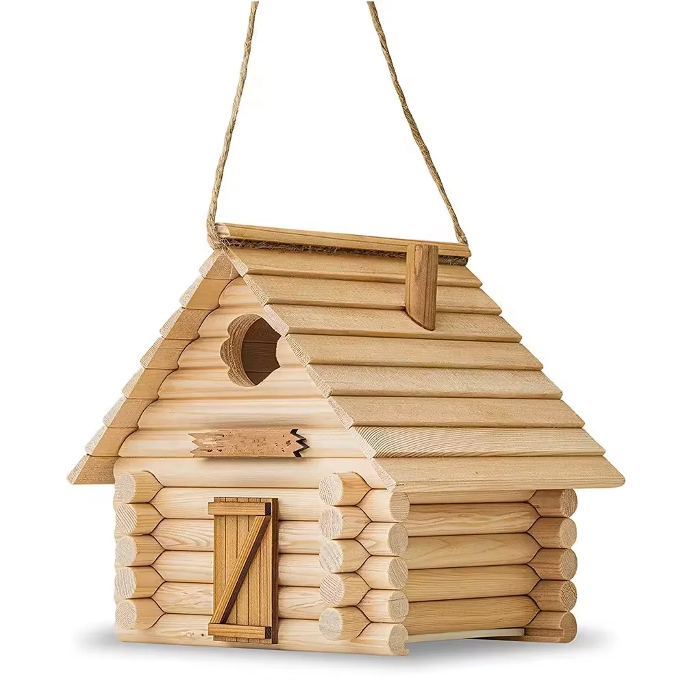 Hummingbird House Outdoor Birds Nesting Box Wooden Shelter for Finch Bluebird Wrens Chickadees Tits and Sparrows Wood Bird House