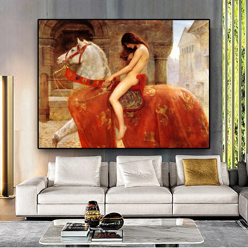 Lady Godiva by John Collie Nude Woman Canvas Painting Posters and Prints Scandinavian Wall Pop Art Picture for living Room Decor