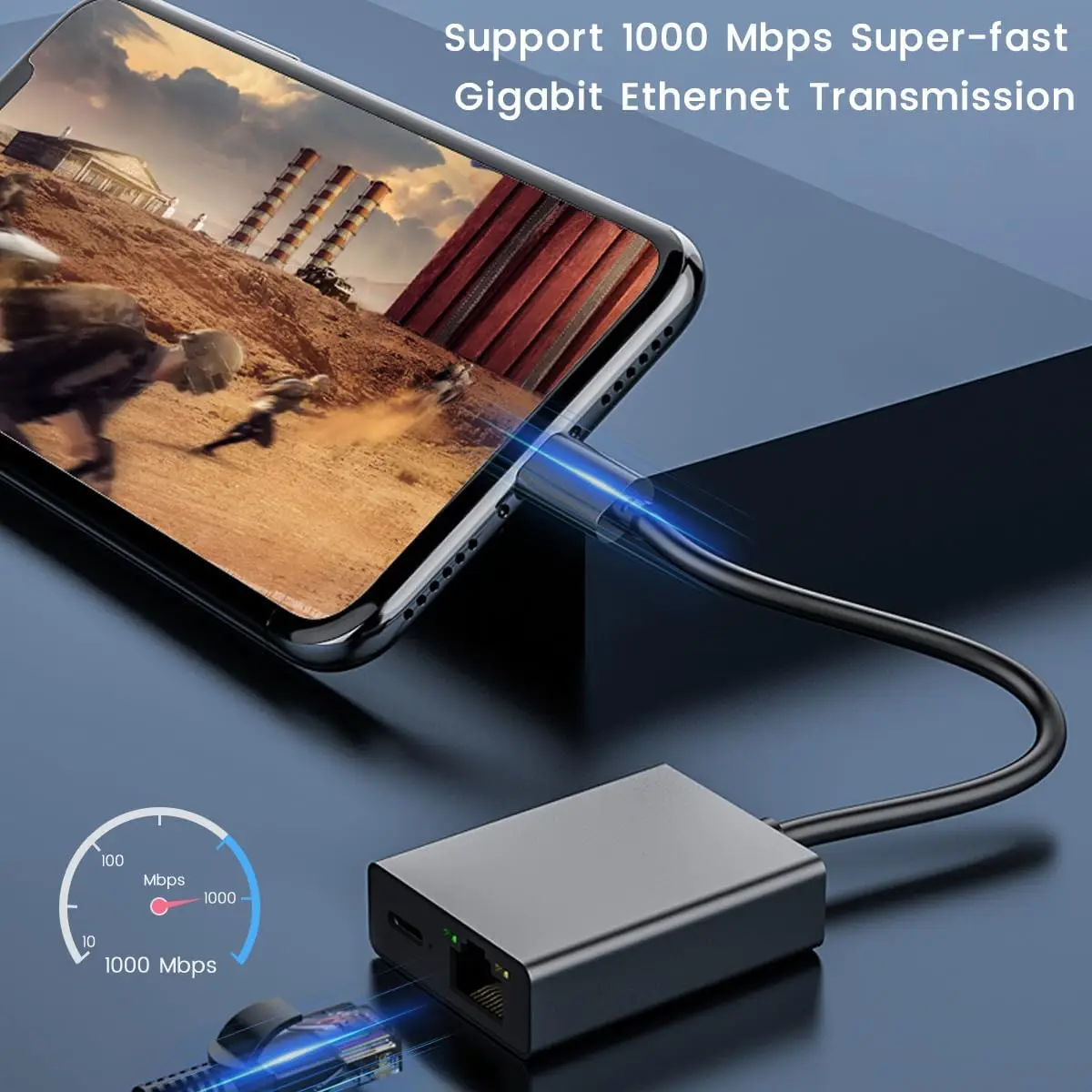 Gigabit RJ45 to USB C LAN Wired Network Adapter Compatible with Google TV