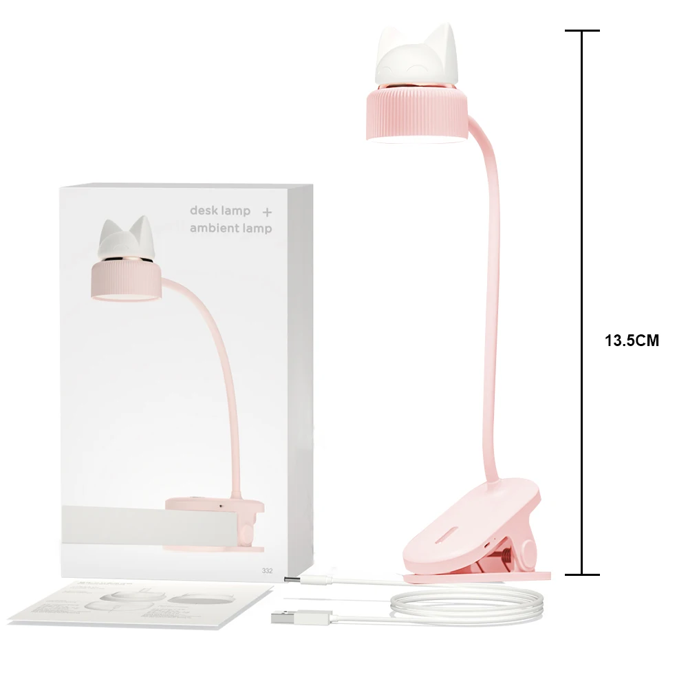 Cute Kids Book Light for Reading in Bed Clamp Light Lamp USB Rechargeable Night Light  for Reading in Bed at Night