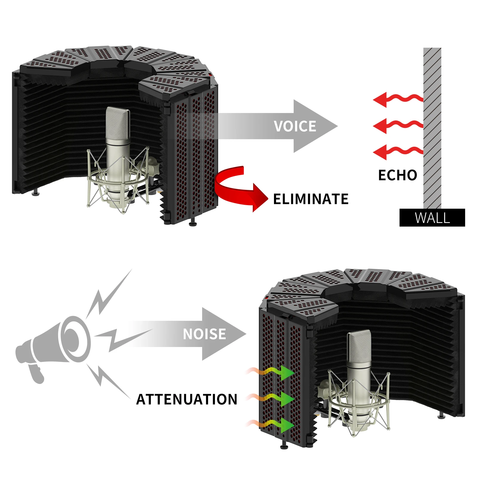 GPUB New Design On Sale Acoustic Foam Windshield Isolation Microphone Shield for Music Studio Room