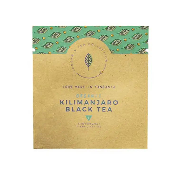 Wholesale Custom Biodegradable Heat Seal 3 Side Seal Tea Coffee Bags Kraft Paper Empty Tea Sachet Packaging